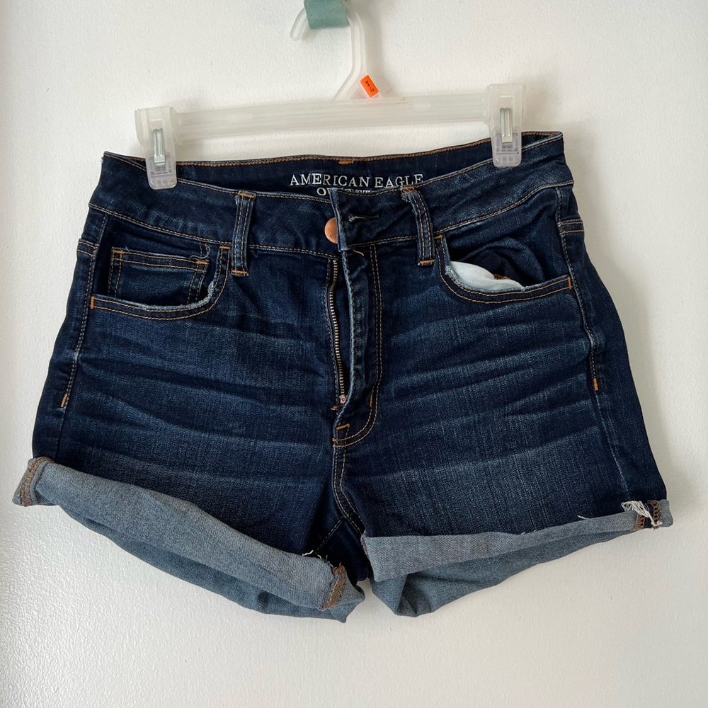 American Eagle Outfitters Blue Jean Shorts with Rolled Hem